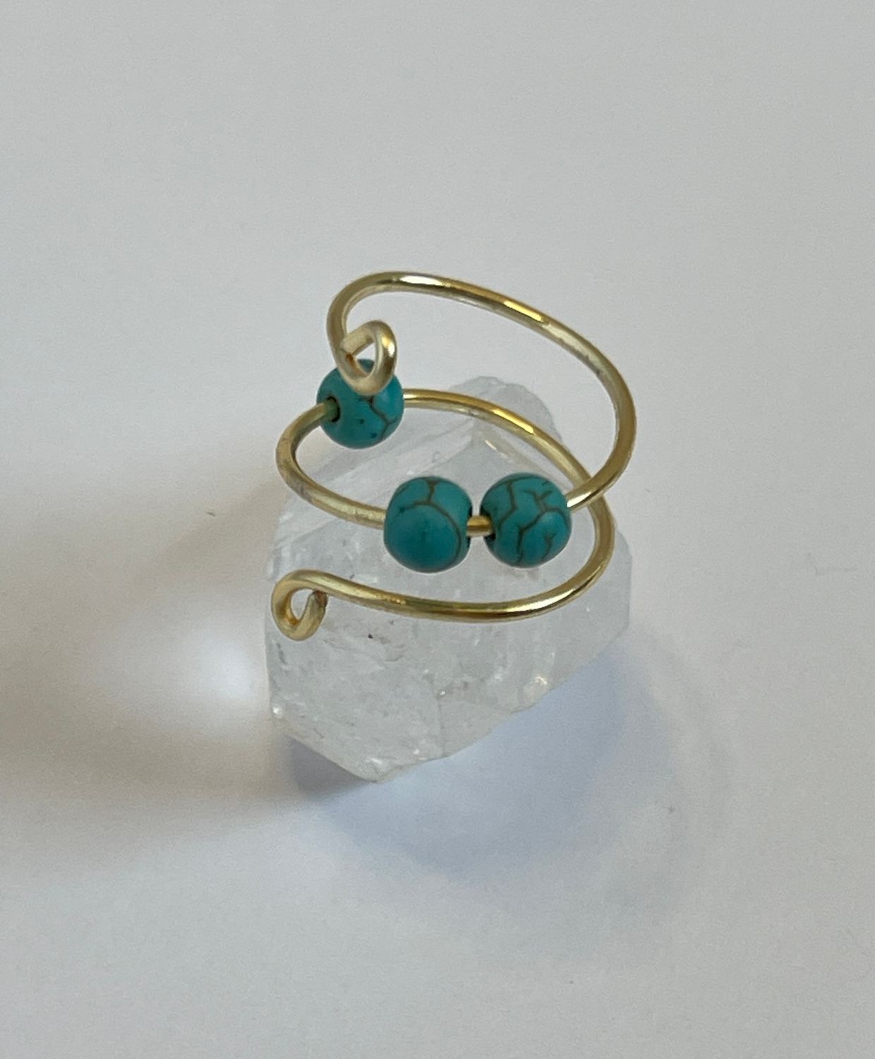 Gold or Silver Wire Fidget Ring | Turquoise Bead Spinner | Minimalist Stress Relief Jewelry | Handcrafted Anxiety Ring | Calming Gift