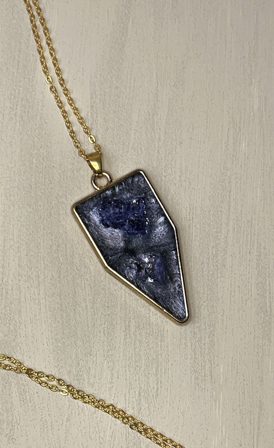 Midnight Skies Necklace | Sodalite Crystal Pendant | Deep Blue Resin Jewelry | Gold Bezel Celestial Necklace | Intuition &amp; Clarity Gift
