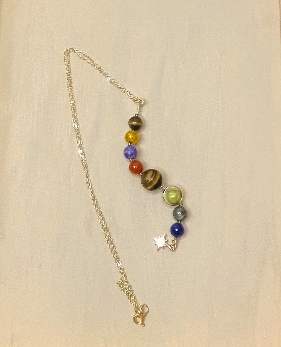 Cosmic Spectrum Necklace | Polished Multicolor Stones | Gold Star Charm | Celestial &amp; Colorful Statement Jewelry | Universe-Inspired Gift