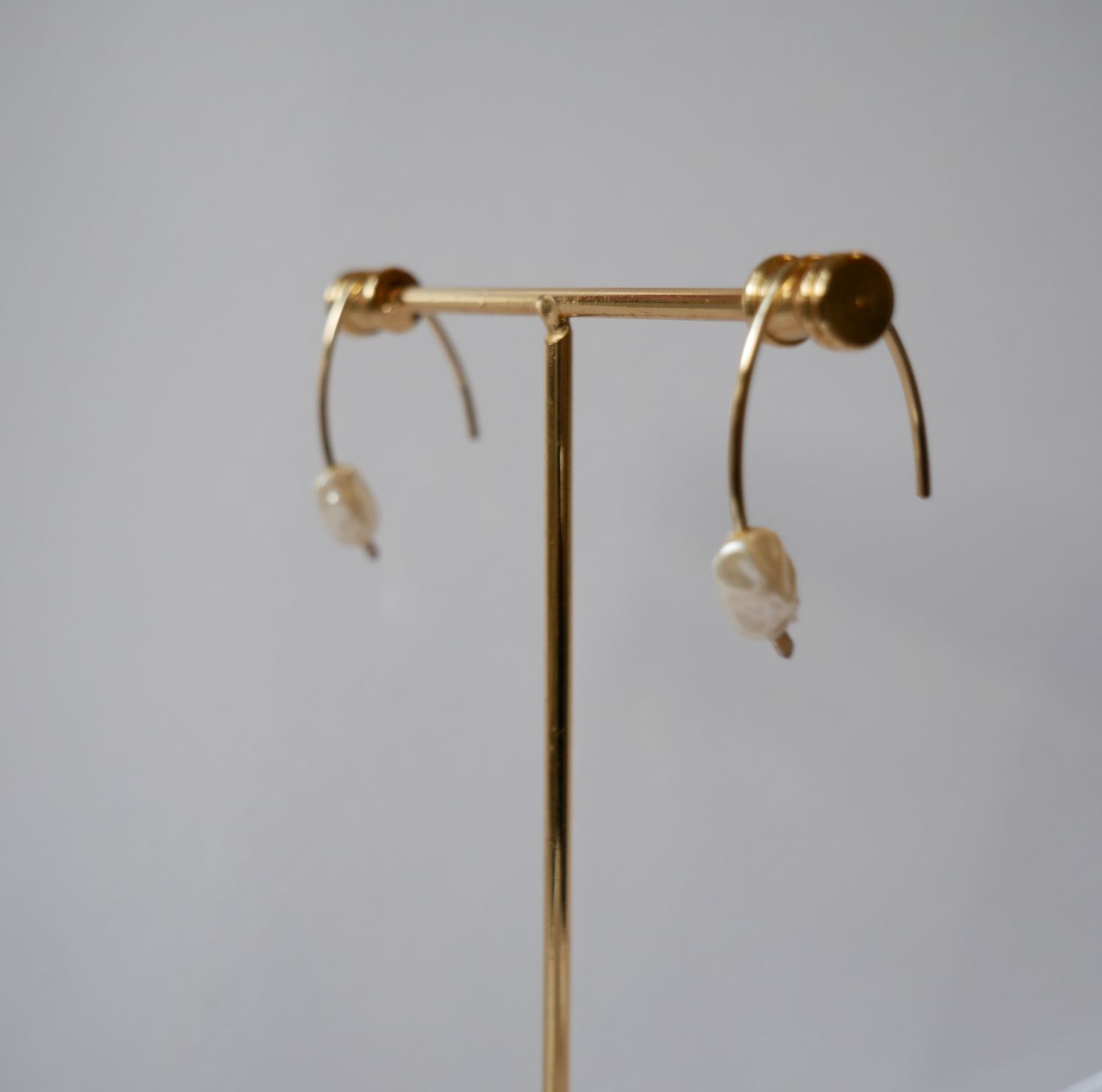 Petite Ivory Pearl Drop Earrings- Handcrafted Irregular Ivory Pearl with 14k Gold-Plated Wire Earrings