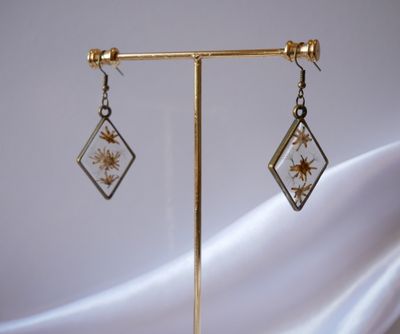 ​Wild Bloom Resin Earrings – Nature’s Beauty, Forever Preserved- Brass Bezel