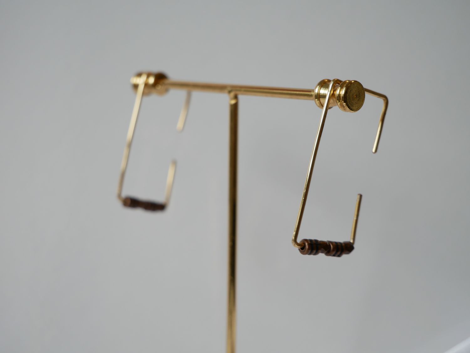 Metal Beaded Rectangular Earrings | Brass Bead Earrings | Geometric Dangle Earrings | Gold Wire Earrings | Modern Minimalist Jewelry | Gift for Her