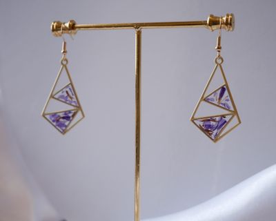 Eternal Bloom Earrings | Real Forget-Me-Not Flowers | Matte Gold Resin Earrings | Botanical Jewelry | Handmade Keepsake Gift for Her
