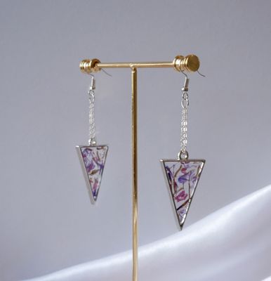 Whispers of Spring Earrings | Real Peony &amp; Forget-Me-Not Flowers | Silver Dangle Botanical Earrings | Handmade Resin Jewelry | Floral Gift for Her