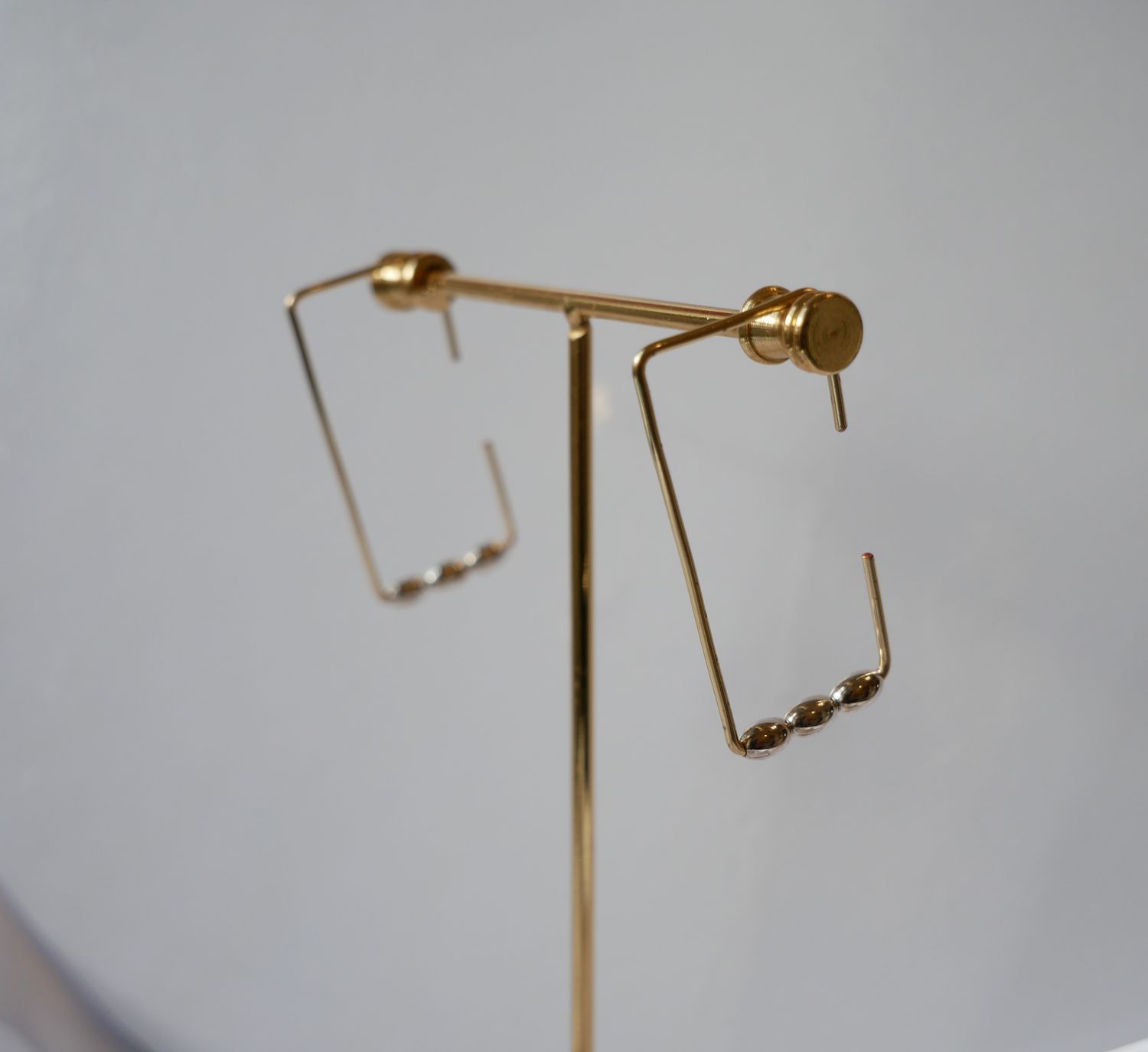 Beaded &amp; Sleek Wire Earrings- Handcrafted Elongated Rectangle Earrings in Colored Wire and Silver Beads