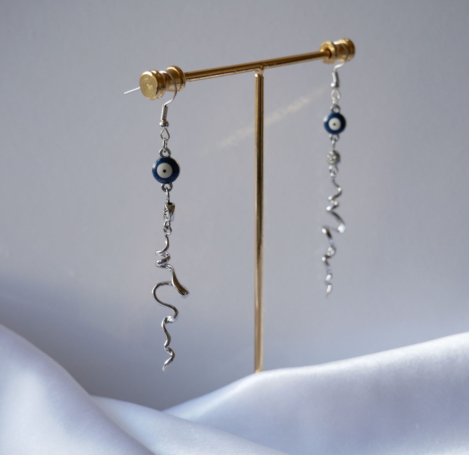 Twist of Protection Evil Eye Spiral Dangle Earrings | Protection Jewelry | Handmade Statement Earrings | Boho Chic Gift