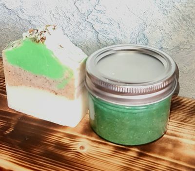 Peppermint Scrub &amp; Mint Soap Set - Natural, Vegan, Cruelty-Free