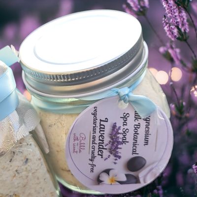 Magnesium &amp; Goat Milk Spa Soak with Lavender &amp; Lemon – Relaxing Home Spa &amp; Gift for Skincare