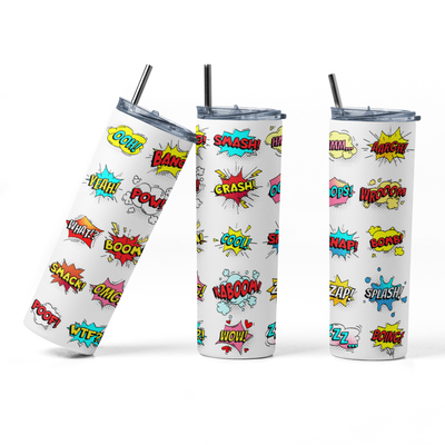 Comic Pattern Stainless Steel Tumbler - Classic Design