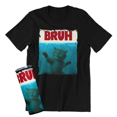 Bruh Funny Cat Meme T-shirt and Tumbler Bundle