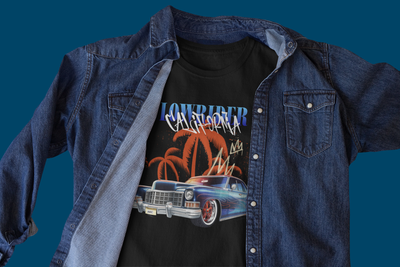 Lowrider California T-Shirt, Classic Car Graphic Design and Tumbler