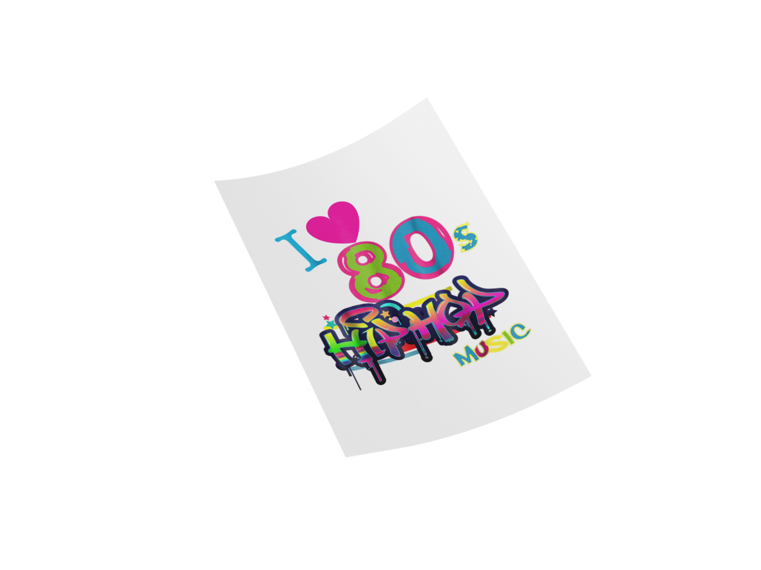 I Love 80s Music Colorful Retro Design DTF Transfer