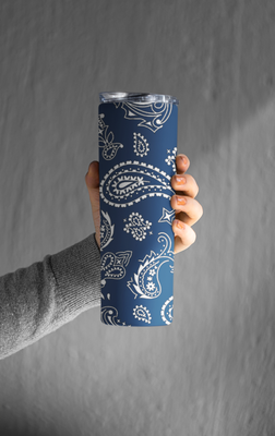 Stainless Steel Skinny Tumbler with Bandana Pattern, 20 oz, Multiple Colors