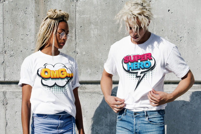 COMIC Bubble Design T-shirts for the Superheroes
