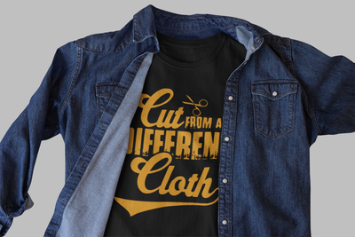 Cut from a Different Cloth T-Shirt, Black with Gold Design, Retro Style Graphic