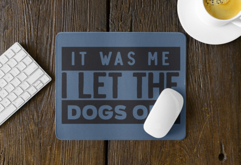 Gaming Mouse Pad with Text Design, Desktop Mat, Blue and Black