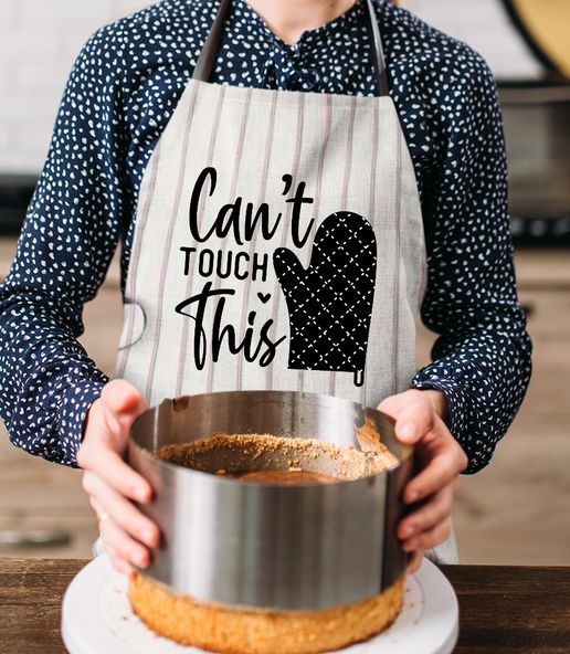 Funny Kitchen Apron with Unique Design, Striped Pattern, Black and White