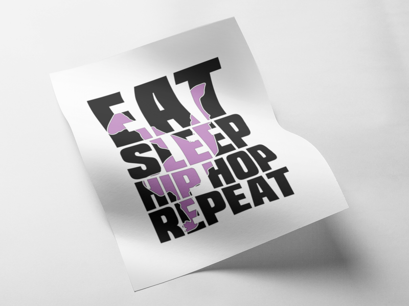 Eat sleep hip hop repeat Iron on Decal