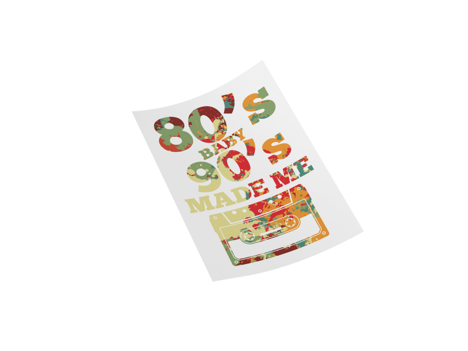 80&#39;s 90&#39;s Retro Iron-On Transfer - Vintage Cassette Design Multicolor Graphic Transfer