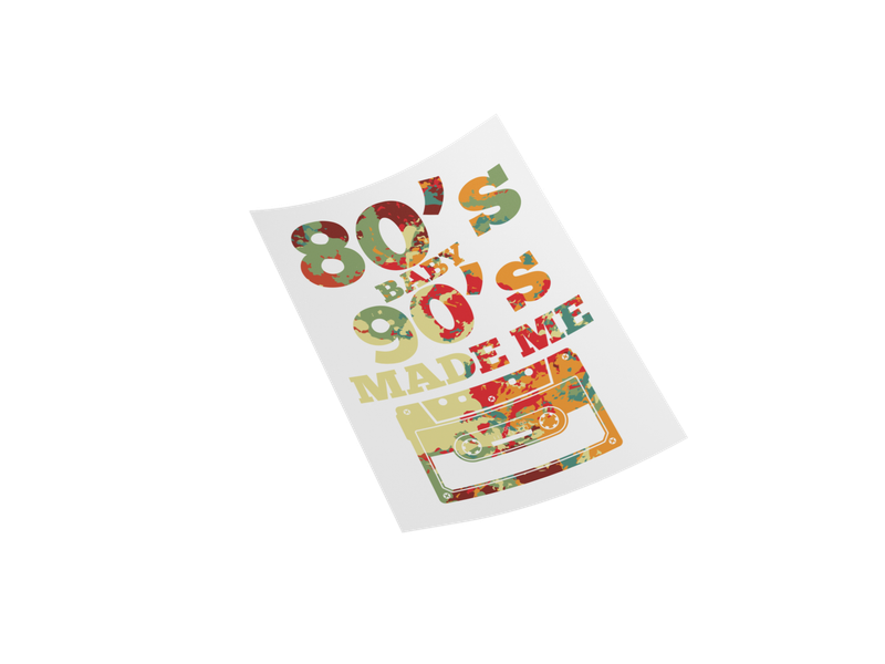 80&#39;s 90&#39;s Retro Iron-On Transfer - Vintage Cassette Design Multicolor Graphic Transfer