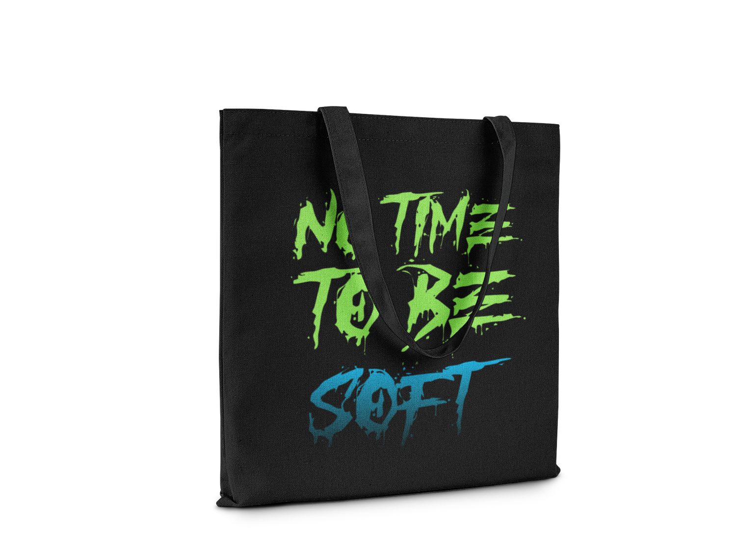 AKC No Time Black Canvas Tote Bag, Motivational Quote Design