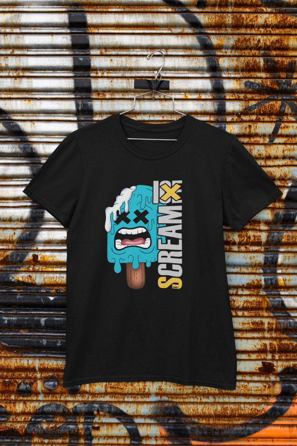 Scream IX Ice Cream Graphic T-Shirt, White and Black Colors, Custom Design