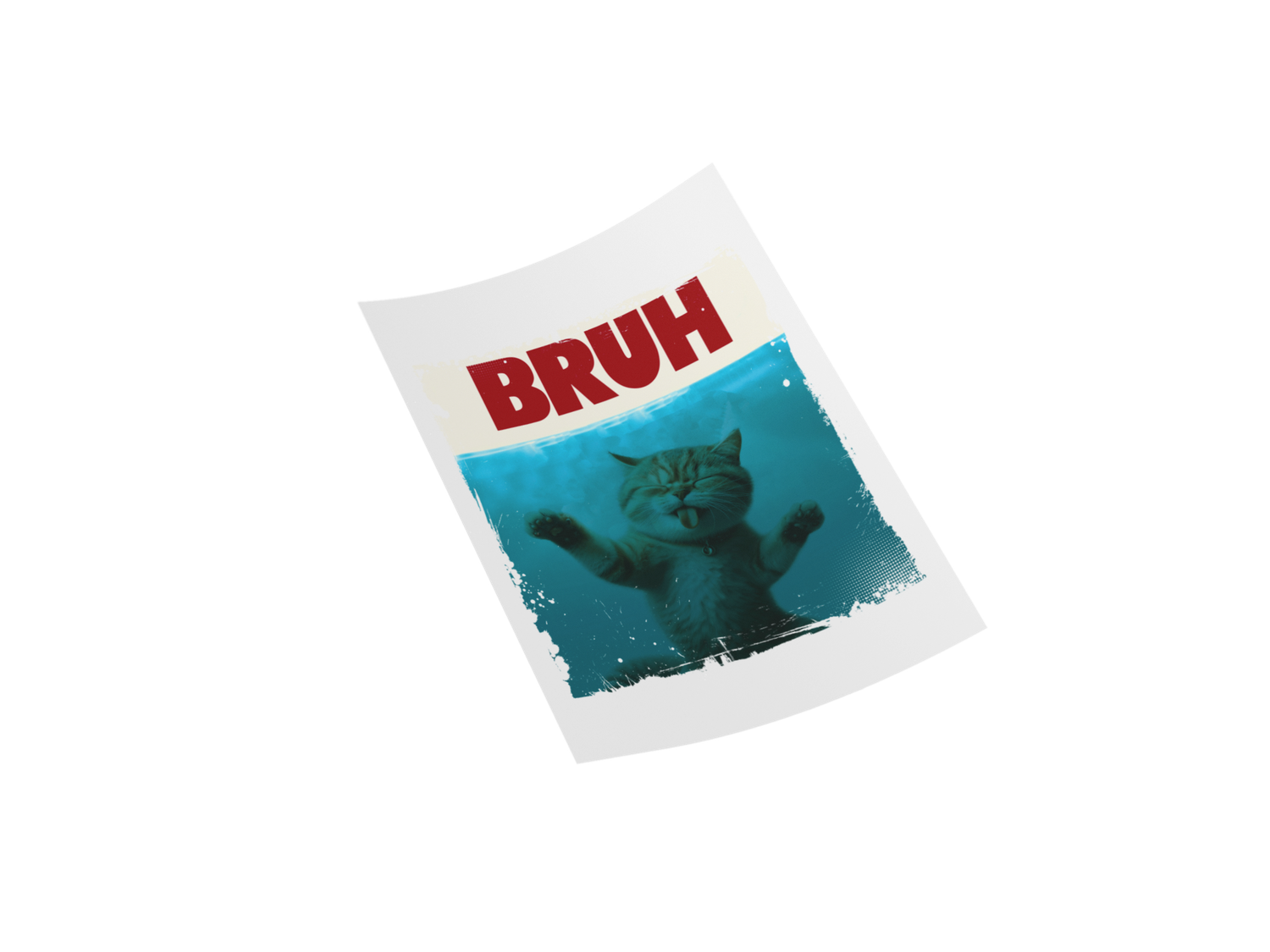 Bruh Funny Cat Meme DTF Decal - Unique Design for Cat Lovers 11&quot;