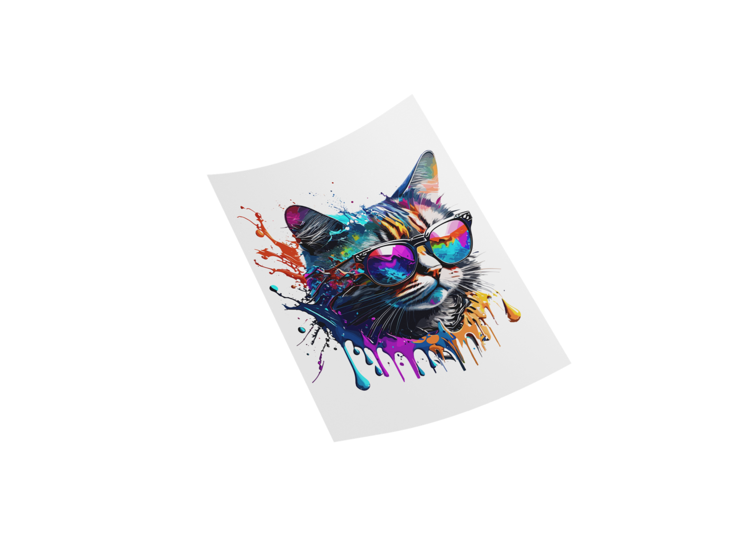 Color Splash Cool Cat DTF Decal - Durable Decal for Cool Cat Enthusiasts 10&quot;