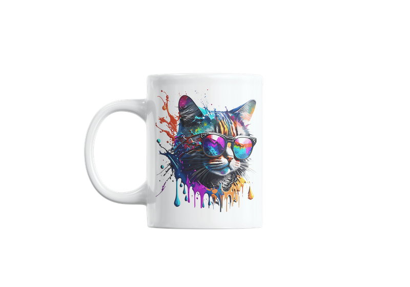 Color Splash Cool Cat - Trendy Ceramic Mug for Cat Lovers