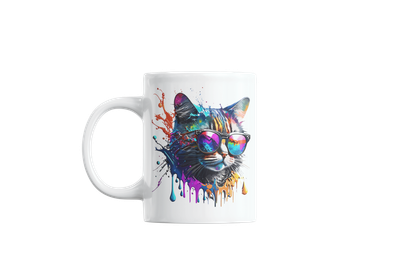 Color Splash Cool Cat - Trendy Ceramic Mug for Cat Lovers