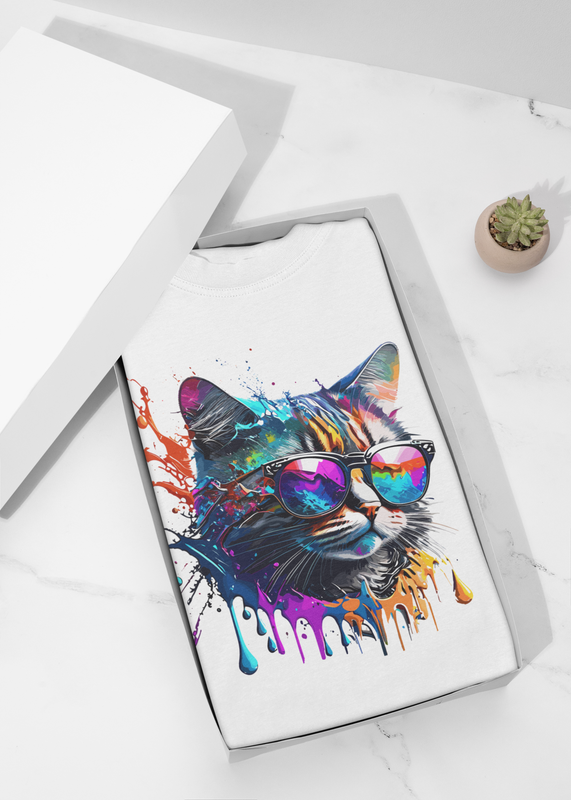 Color Splash Cool Cat - Trendy T-shirt