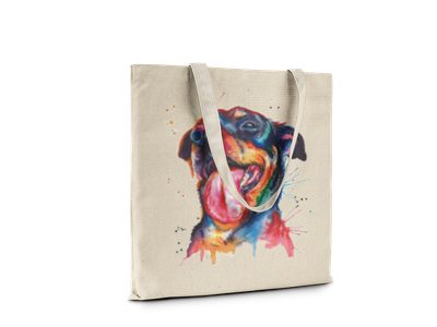 Color Splash Rotty Graphic Natural Canvas Tote 15&quot;x16&quot;