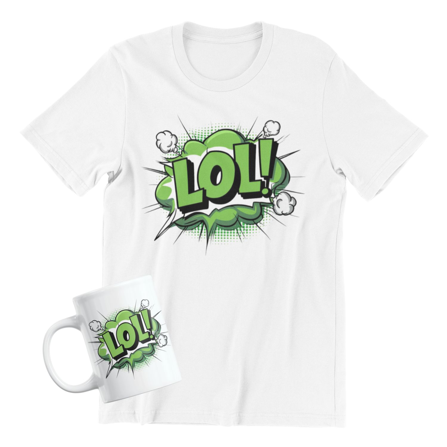 Comic Speach LOL Popular T-shirt and Mug Bundle