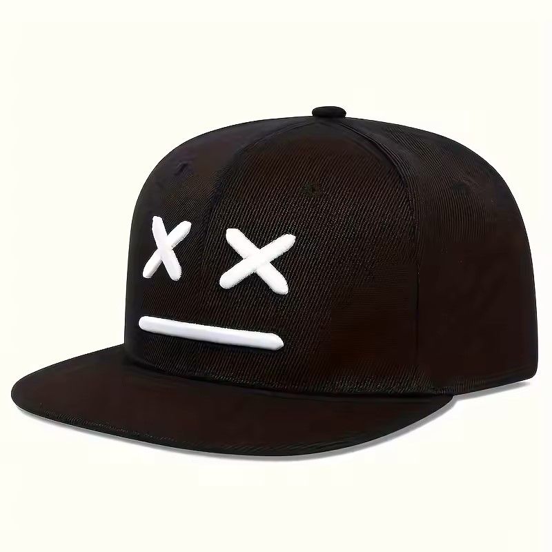 Trendy Smiling Face Embroidery Baseball Cap - Adjustable Hip Hop Hat