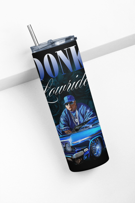 AKC Lowrider Classic Car Design 20oz Stainless Steel Insulated Tumbler, Black and Blue.