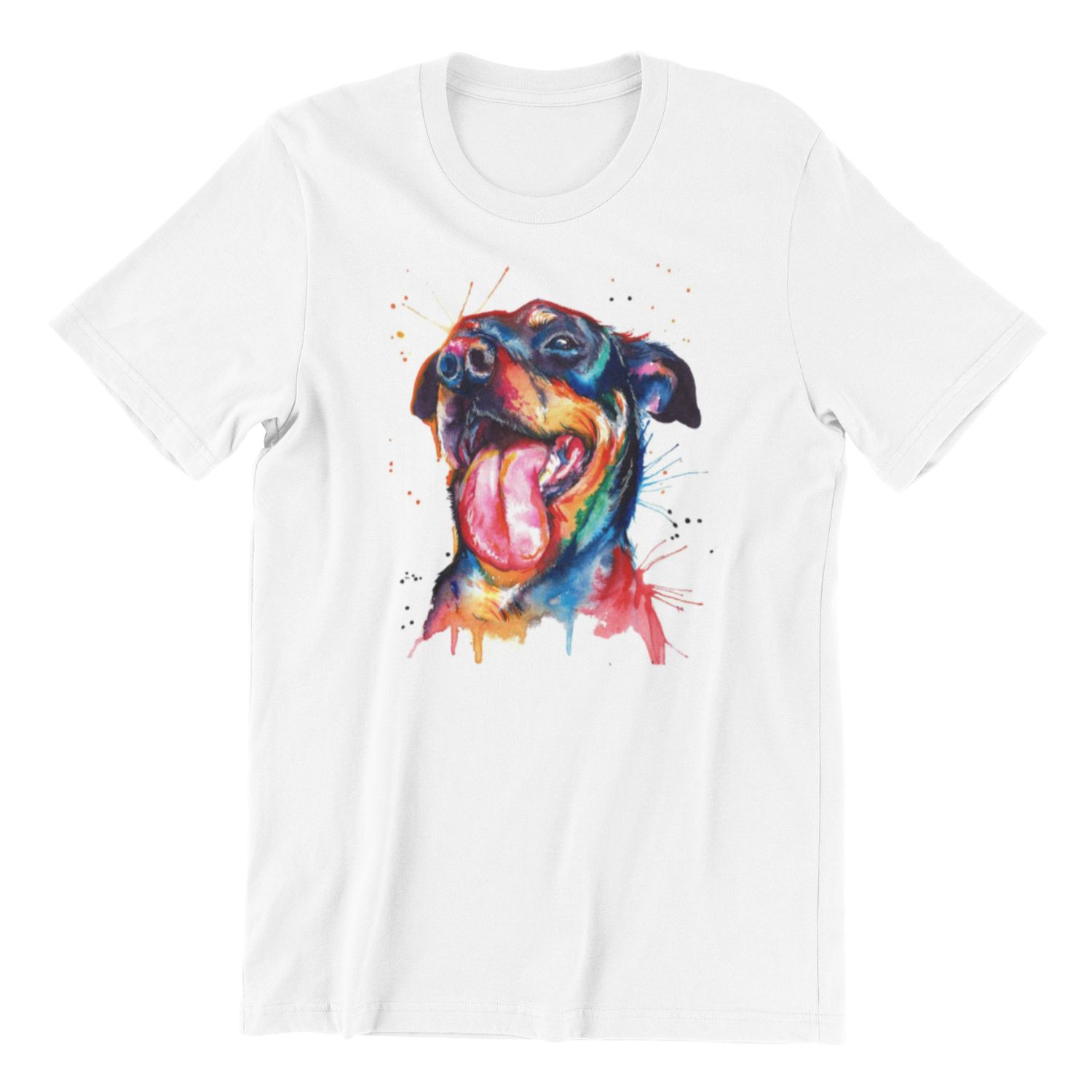 Watercolor Dog Art Graphic T-Shirt, White, Oversized
