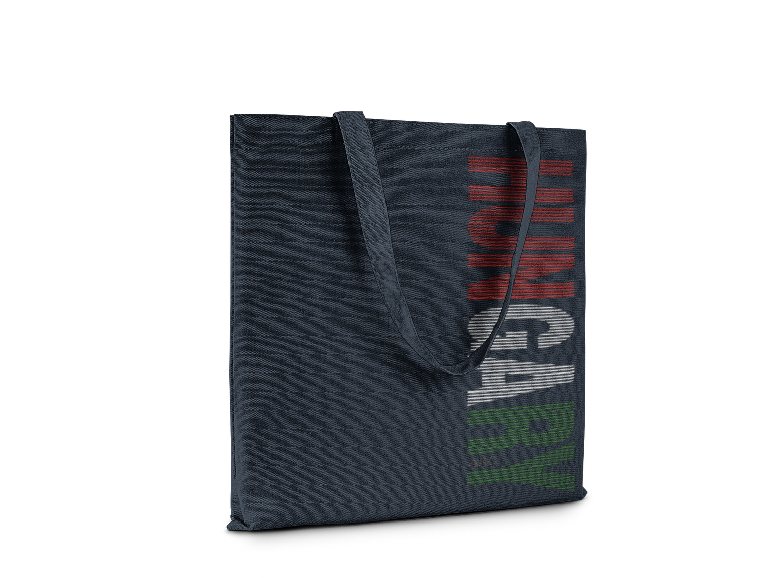 AKC Hungarian Font Canvas Tote Bag, Navy Blue with Tri-Color Design