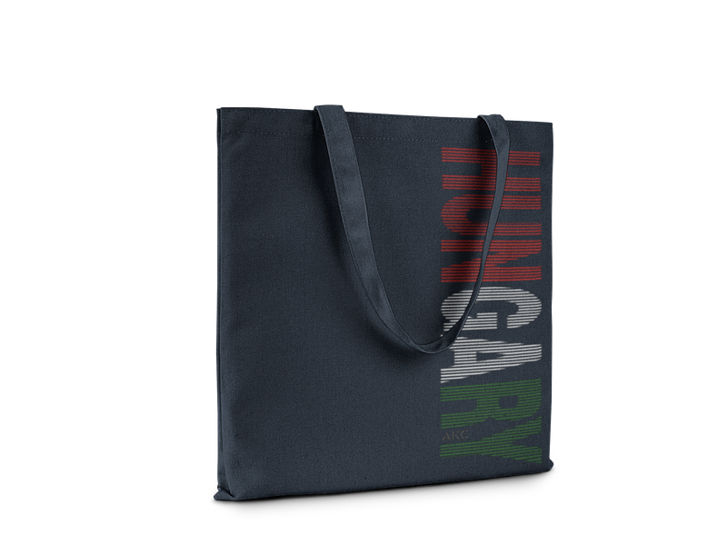 AKC Hungarian Font Canvas Tote Bag, Navy Blue with Tri-Color Design
