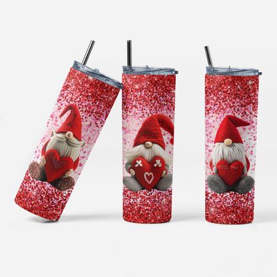 Valentine Gnome Tumbler - Adorable Red Design