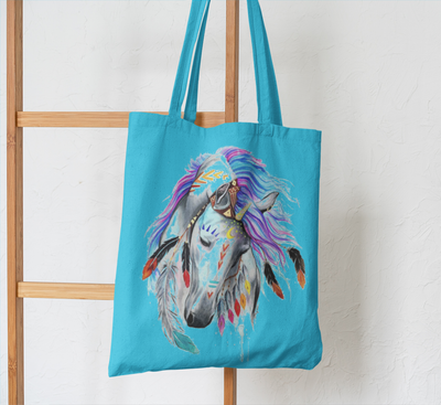 Dream Horse Color Splash Canvas Tote