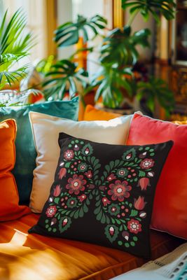 Floral Folklore Decorative Pillow