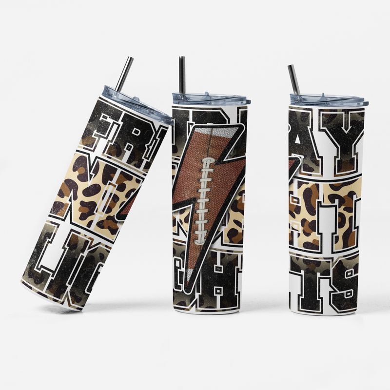 Game Day Steel Tumbler - 20 oz Football Theme