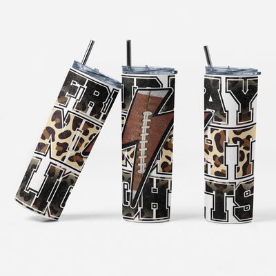 Game Day Steel Tumbler - 20 oz Football Theme