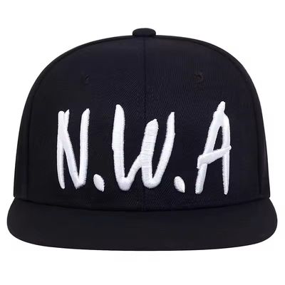 Unisex Vintage Black Baseball Cap, NWA Letter Embroidered, Hip-hop Hat Outdoor, Adjustable Snapback