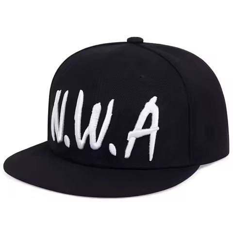 Unisex Vintage Black Baseball Cap, NWA Letter Embroidered, Hip-hop Hat Outdoor, Adjustable Snapback