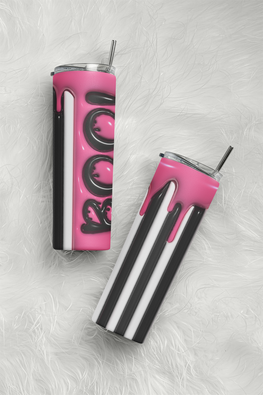 Pink Striped Boo Tumbler 20 oz Stainless Steel