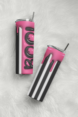 Pink Striped Boo Tumbler 20 oz Stainless Steel