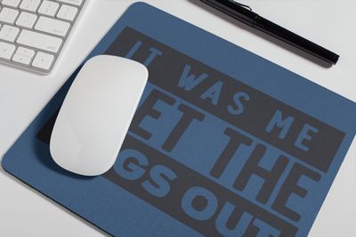Gaming Mouse Pad with Text Design, Desktop Mat, Blue and Black