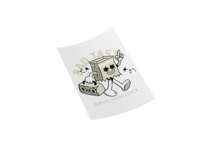 Funny Retro T-Shirt Design featuring Unique 9" Original BAD TASTE Graphic Print.