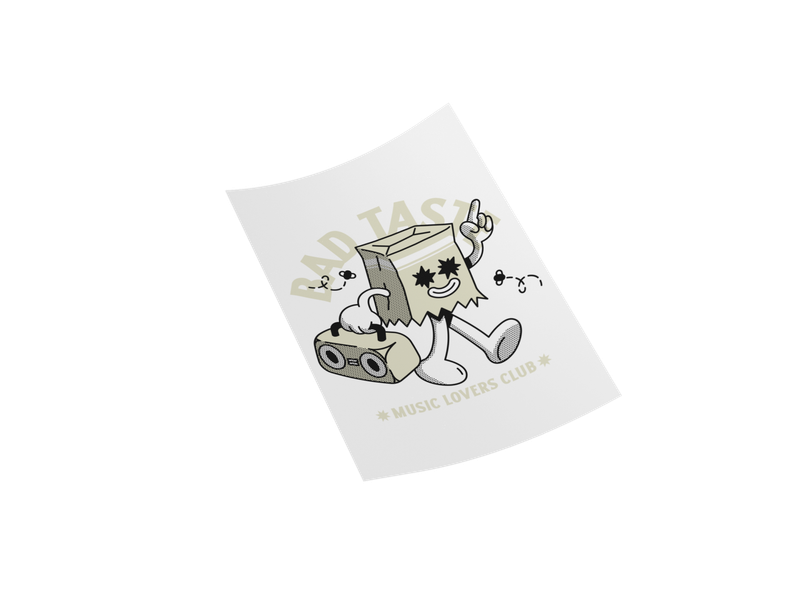 Funny Retro T-Shirt Design featuring Unique 9" Original BAD TASTE Graphic Print.